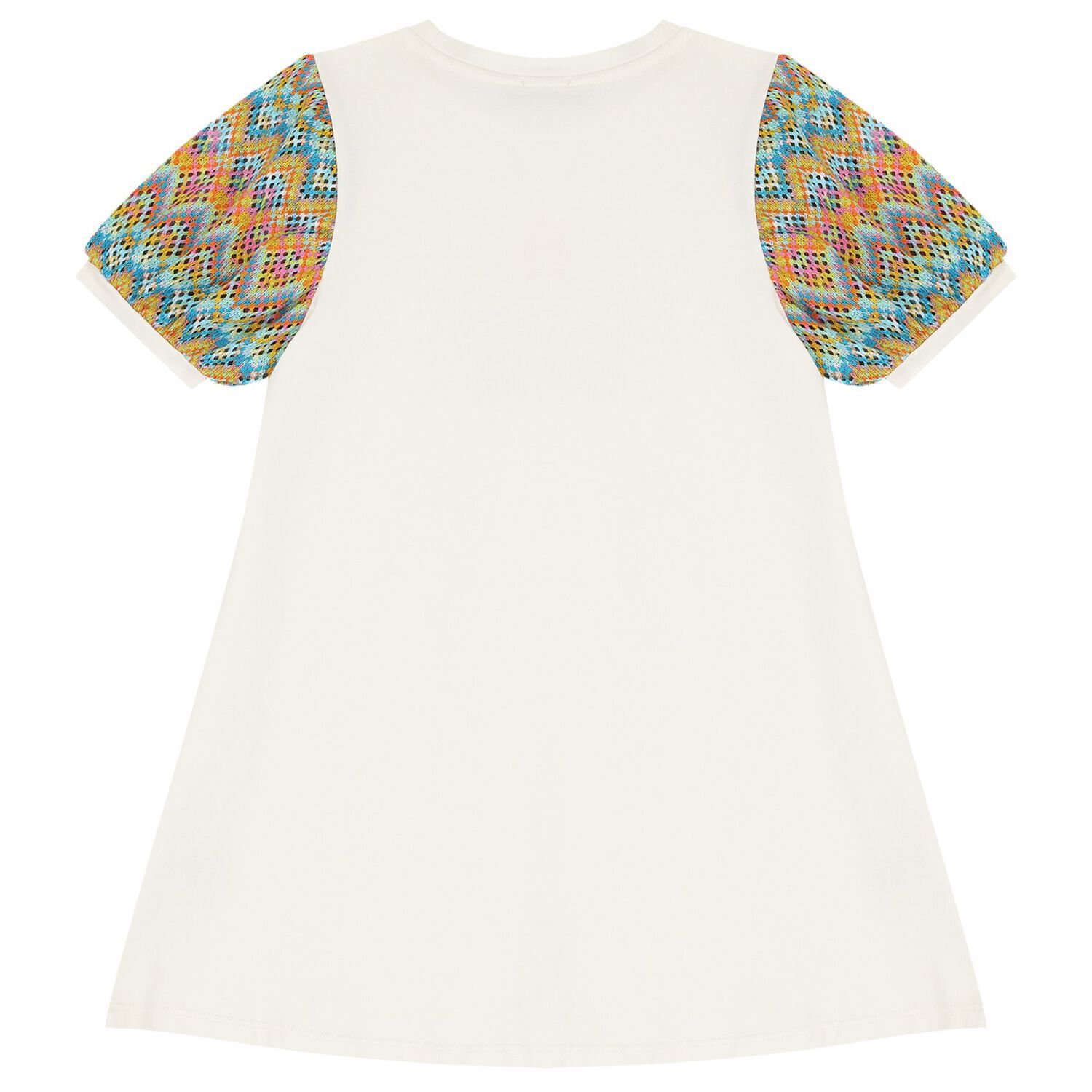 فستان بنات بالشعار باللون العاجى, 1, hi-res