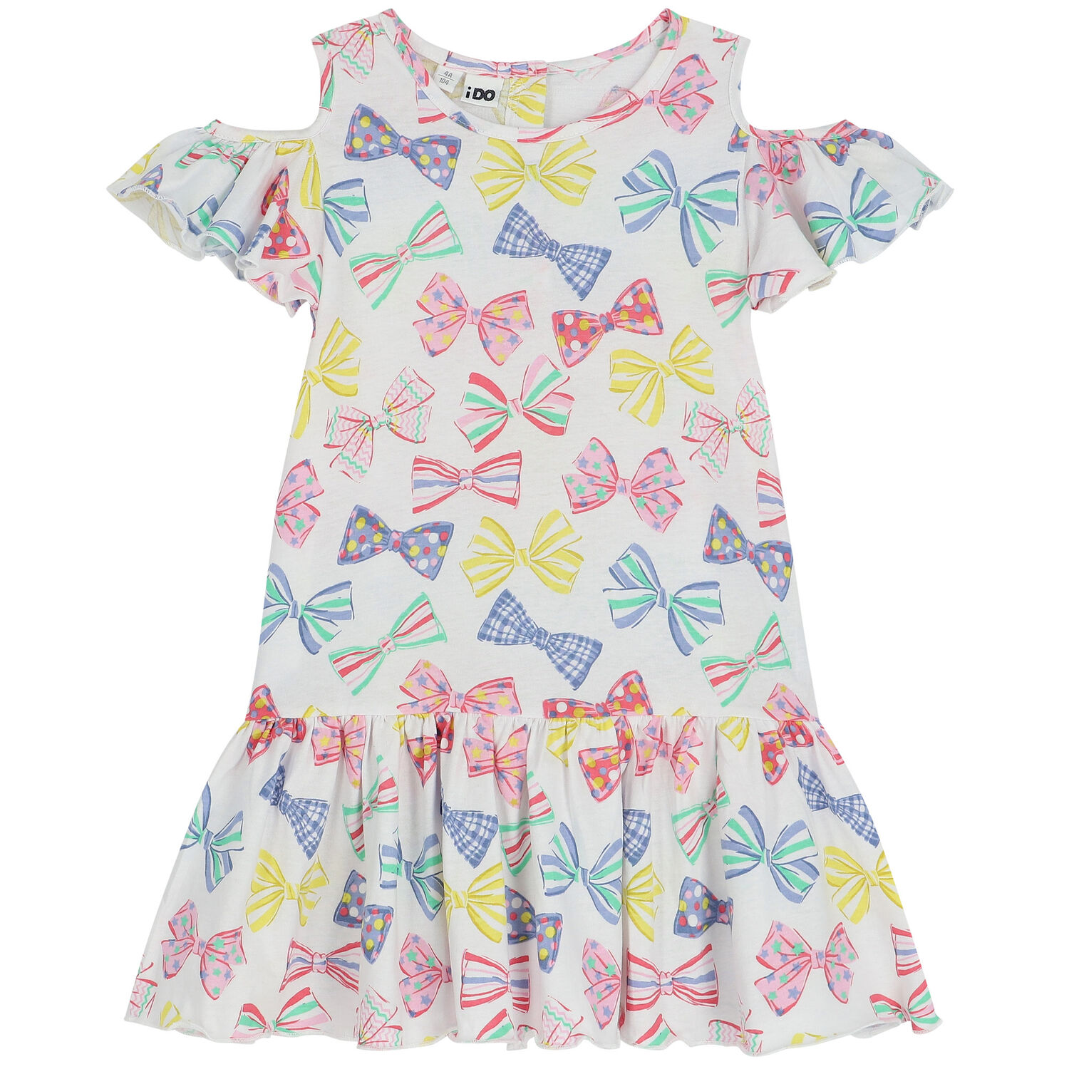 فستان بنات بطبعة الفيونكة بالون الابيض , 1, hi-res