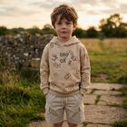 Boys Beige Football Hooded Top , 1, hi-res