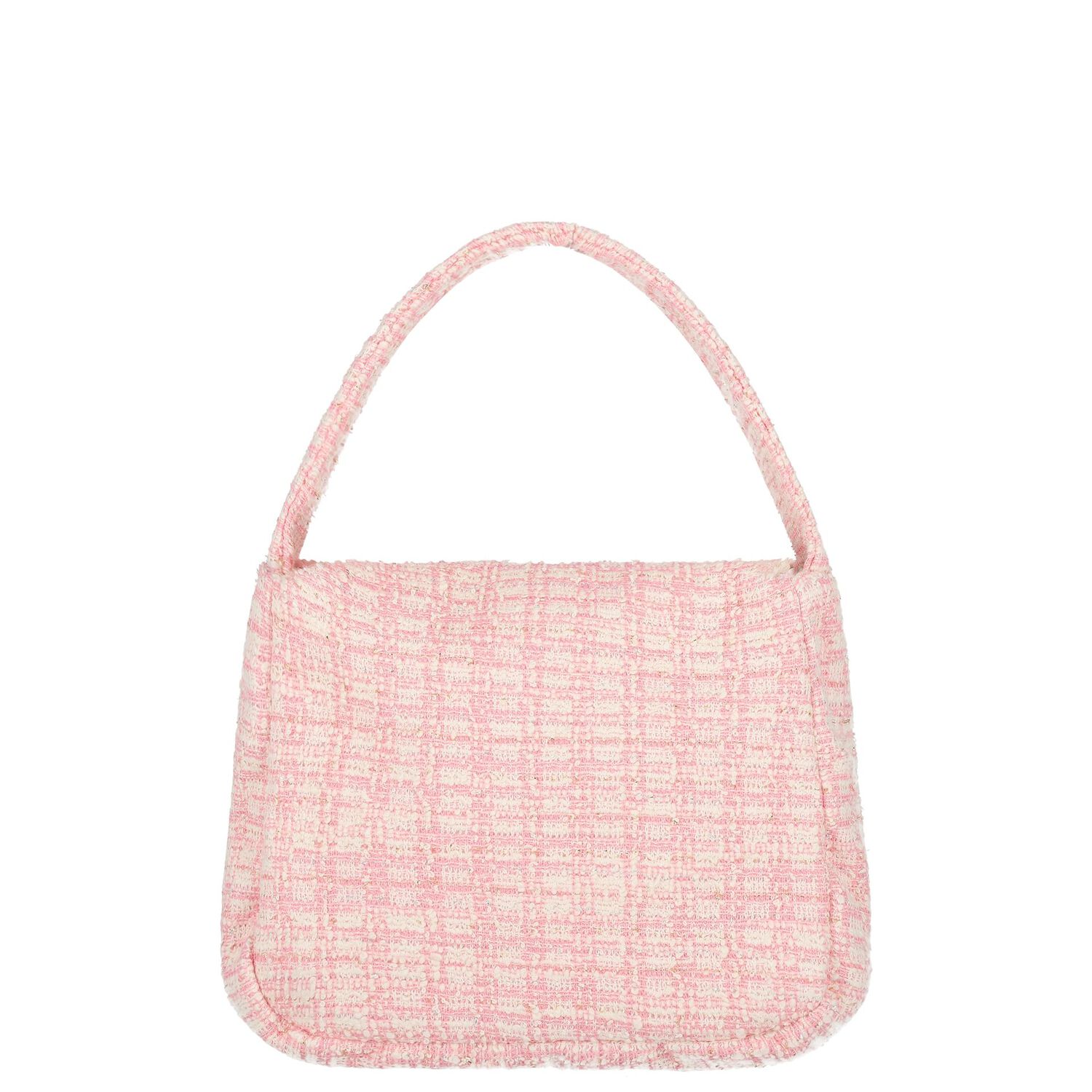 Girls Pink Bow Tweed Handbag, 1, hi-res