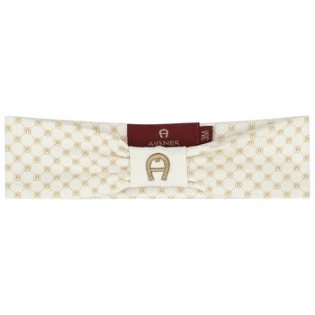 Baby Girls Ivory & Gold Logo Headband