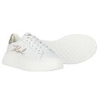 Girls White Logo Trainers, 1, hi-res