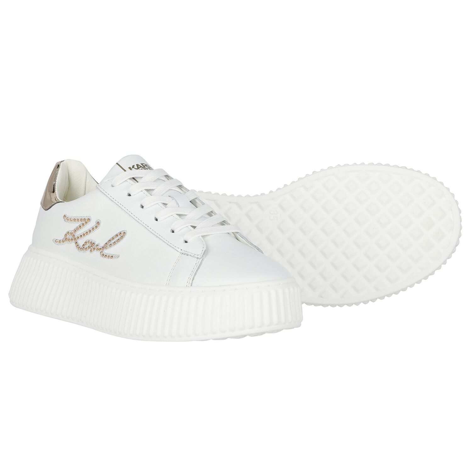 Girls White Logo Trainers, 1, hi-res image number null