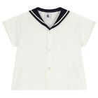 Baby Girls White & Navy Blue Blouse Set, 1, hi-res