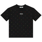Girls Black Logo Embellished T-Shirt, 1, hi-res