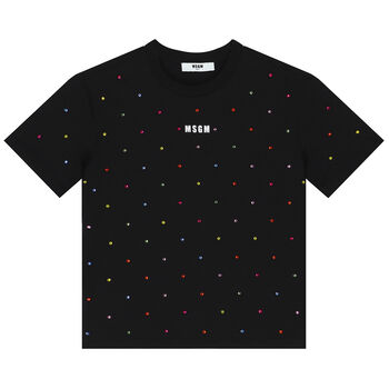 Girls Black Logo Embellished T-Shirt
