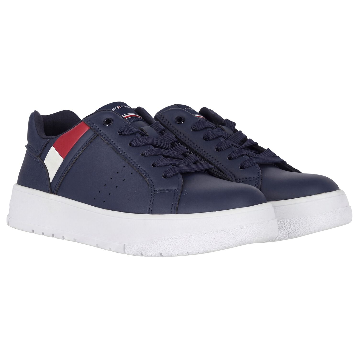 Boys Navy Blue Logo Trainers, 2, hi-res