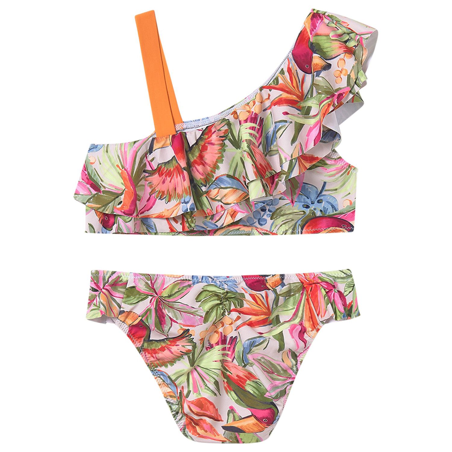 بكينى للبنات باللون الاخضر والوردى الاستوائى, 1, hi-res image number null