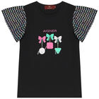 Girls Black & Silver Logo T-Shirt, 1, hi-res