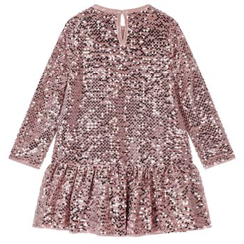 Girls Pink Embellished Sequin Dress