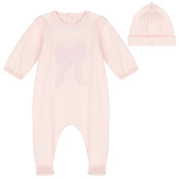 Baby Girls Pink Bow Babygrow Set