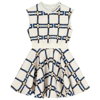 فستان بناتي عاجي بدون أكمام بشعار