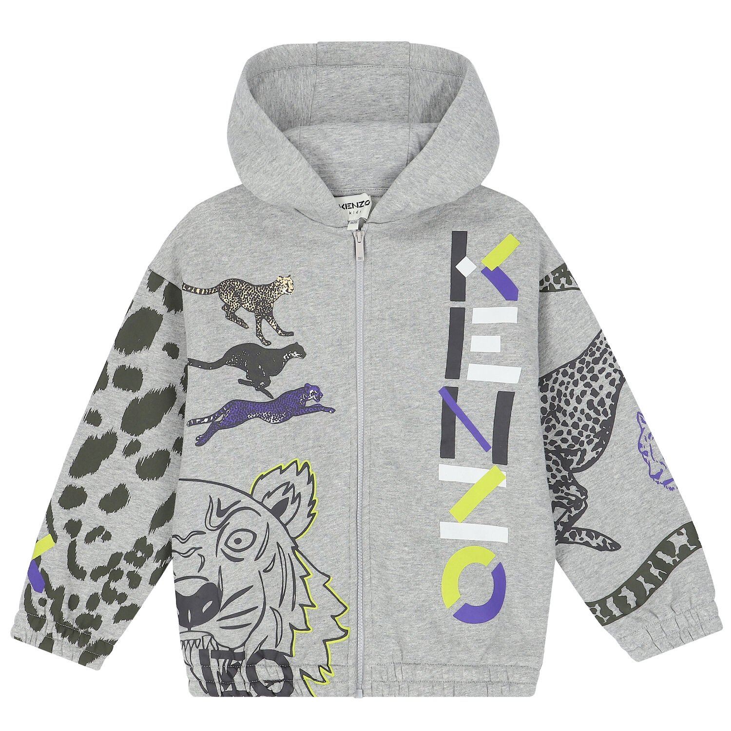 Boys Grey Logo Hooded Zip-Up Top, 1, hi-res image number null