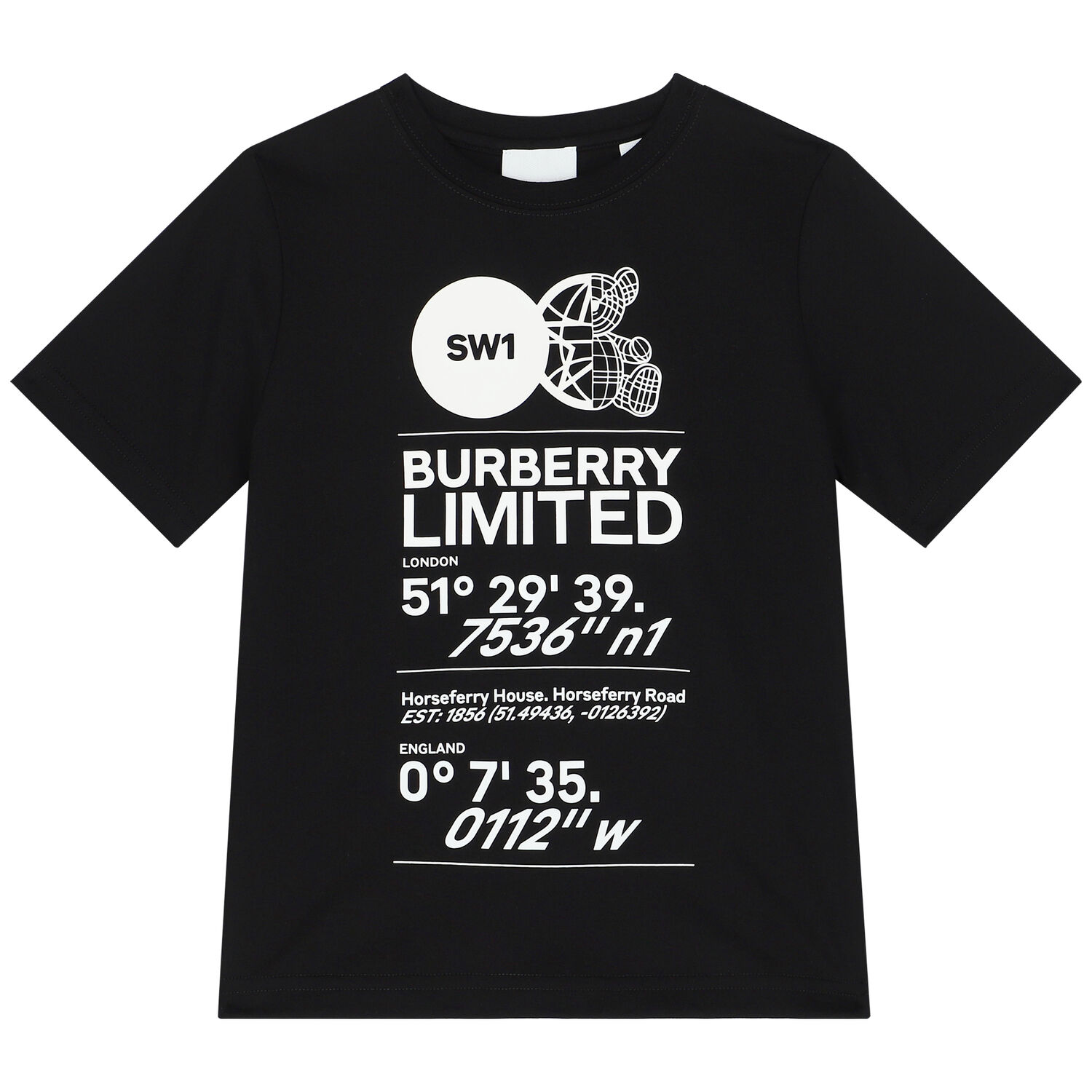 Boys Black Logo Cotton T-Shirt, 3, hi-res image number null