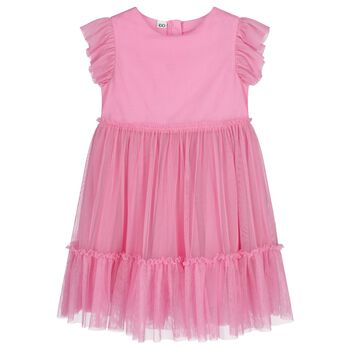 Girls Pink Ruffled Tulle Dress