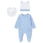 Baby Boys Blue & White Babygrow Gift Set, 3, hi-res
