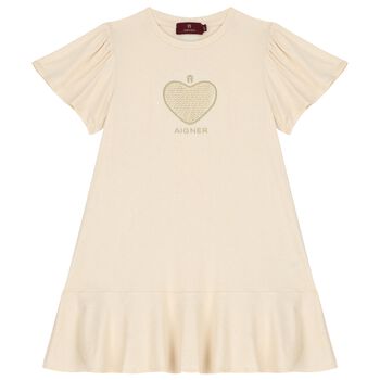 Girls Gold Logo Heart Dress