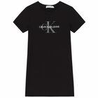 فستان بالشعار باللون الاسود, 1, hi-res