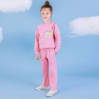 Girls Pink Logo Trousers
