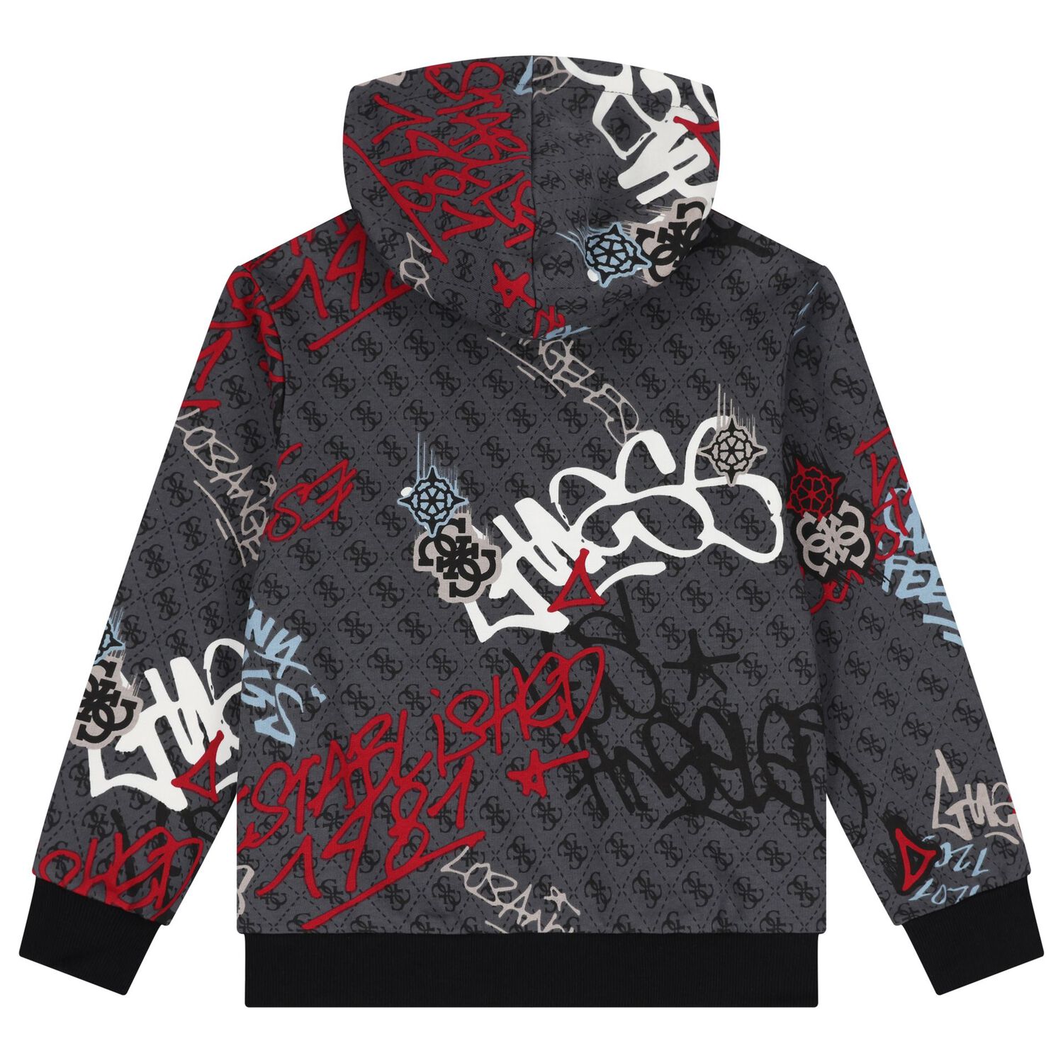 Boys Grey Logo Hooded Top, 1, hi-res