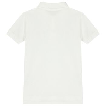 قميص بولو للاولاد بالشعار باللون الابيض 
