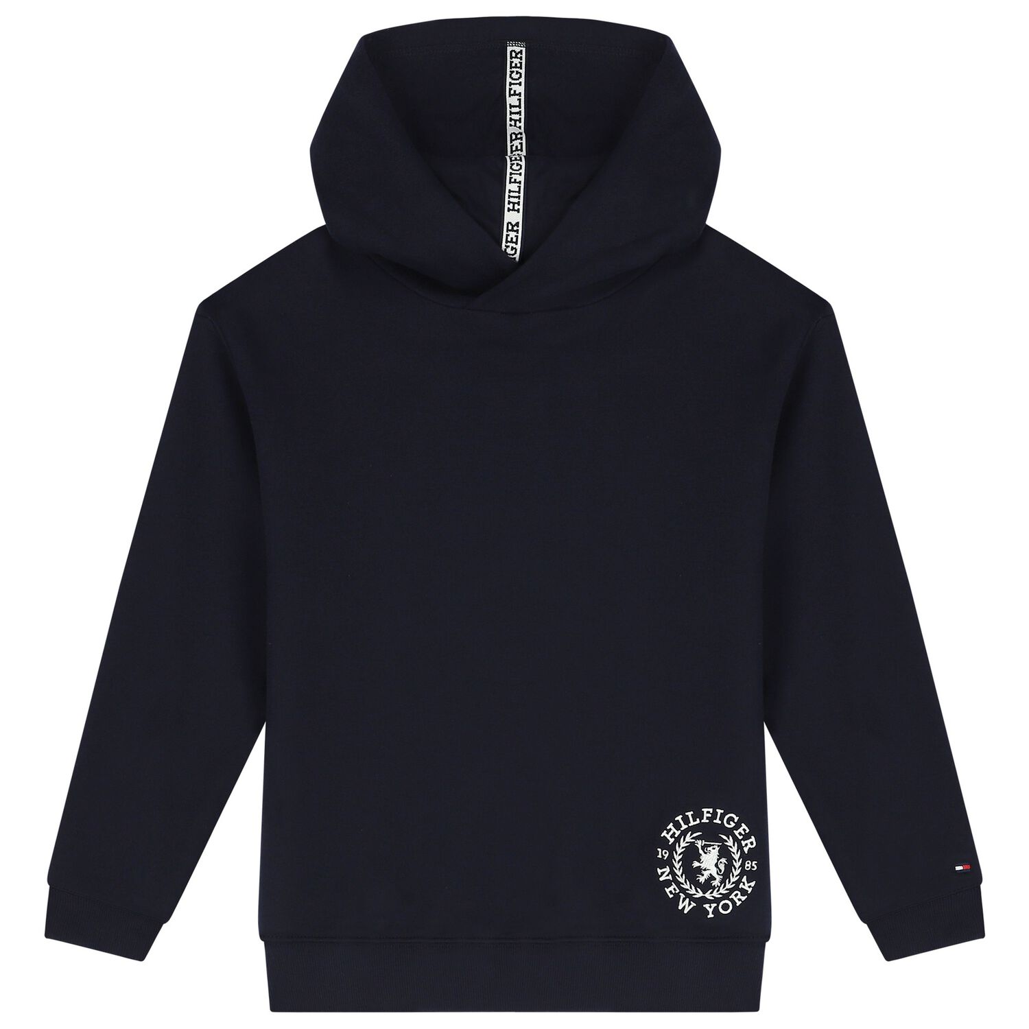 Boys Navy Blue Logo Hooded Top, 1, hi-res