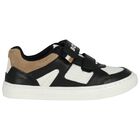 Boys Black, White & Beige Logo Trainers, 1, hi-res