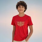 تيشيرت أولاد بالشعار باللون الأحمر , 3, hi-res