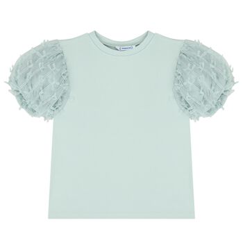 Girls Green Tulle Blouse