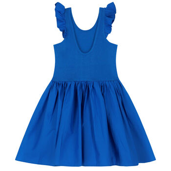 Girls Blue Ruffled Dress