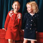 Girls Navy Blue Sequin Knitted Skirt, 1, hi-res