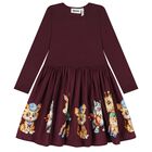 Girls Purple Animals Dress, 2, hi-res