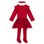 Baby Girls Red Swan Dress Set, 2, hi-res