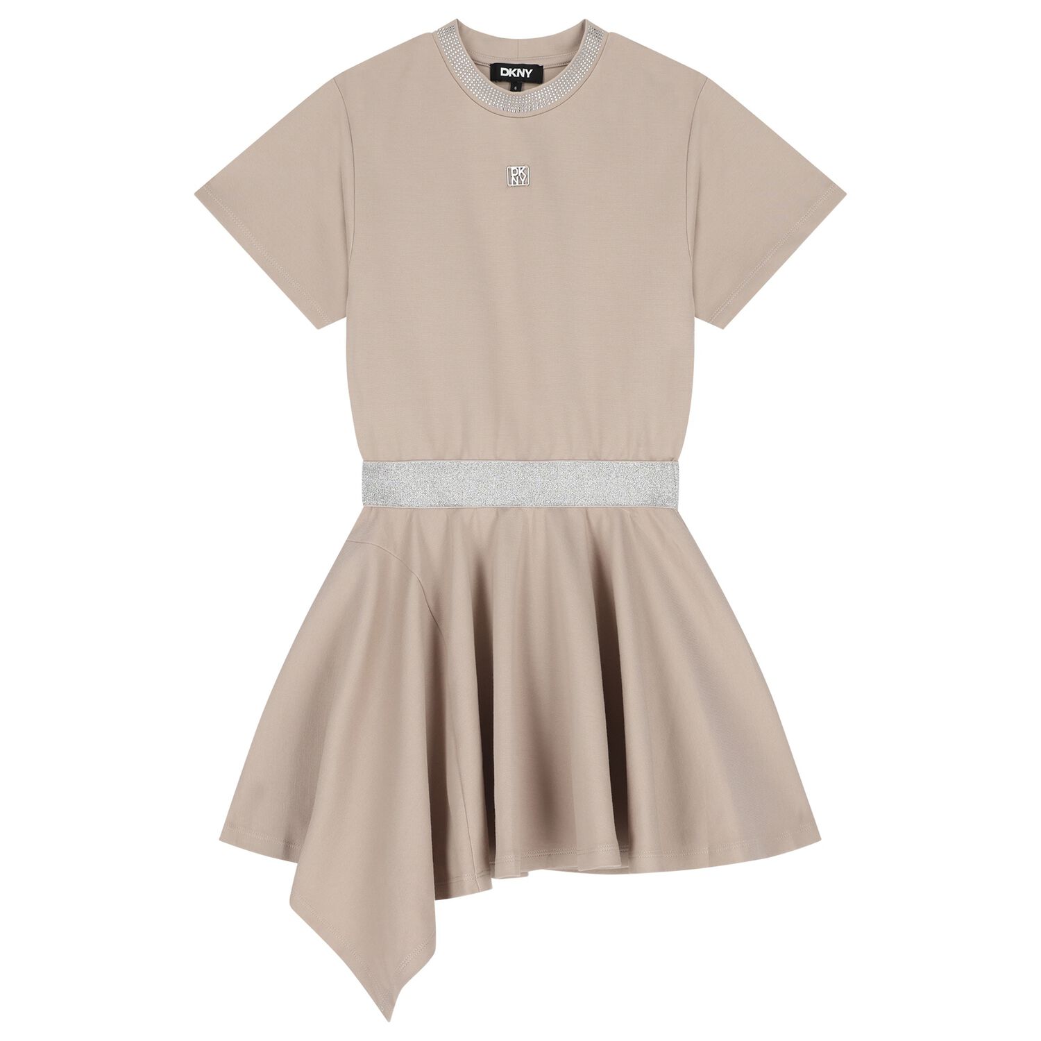 Girls Beige Logo Dress, 1, hi-res
