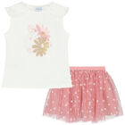 طقم تنورة وتوب تول باللون الأبيض والوردي, 1, hi-res