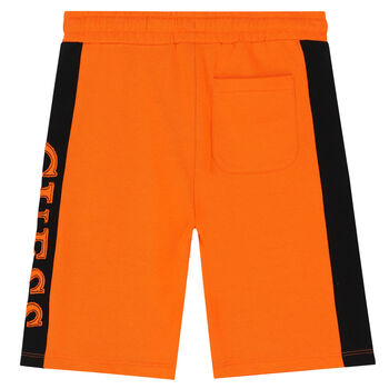Boys Orange & Black Logo Shorts