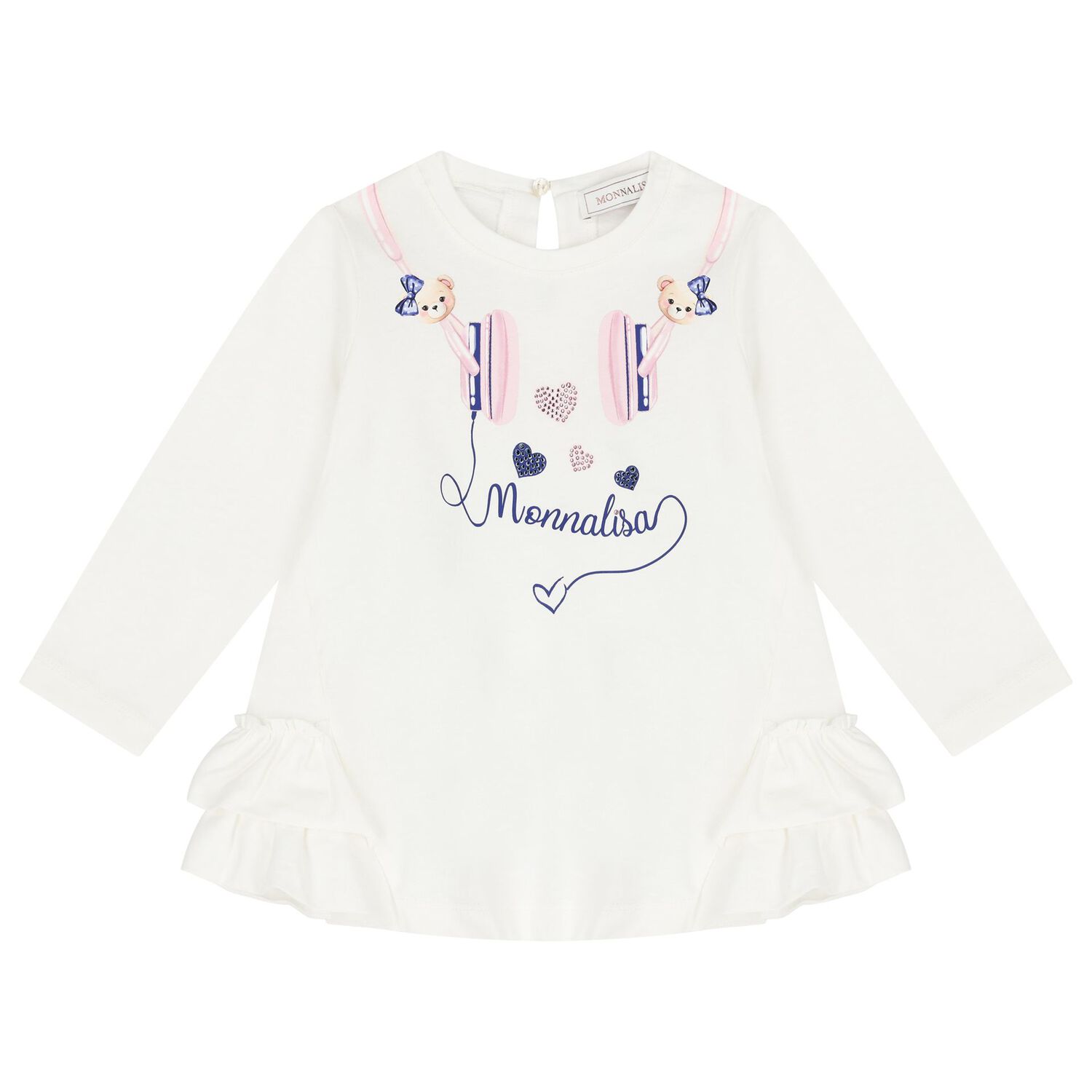 Younger Girls Ivory & Pink Headphones Leggings Set, 1, hi-res