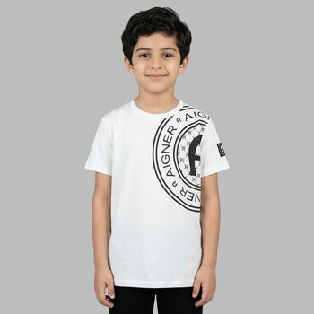 تيشيرت اولاد بالشعار باللون الابيض 