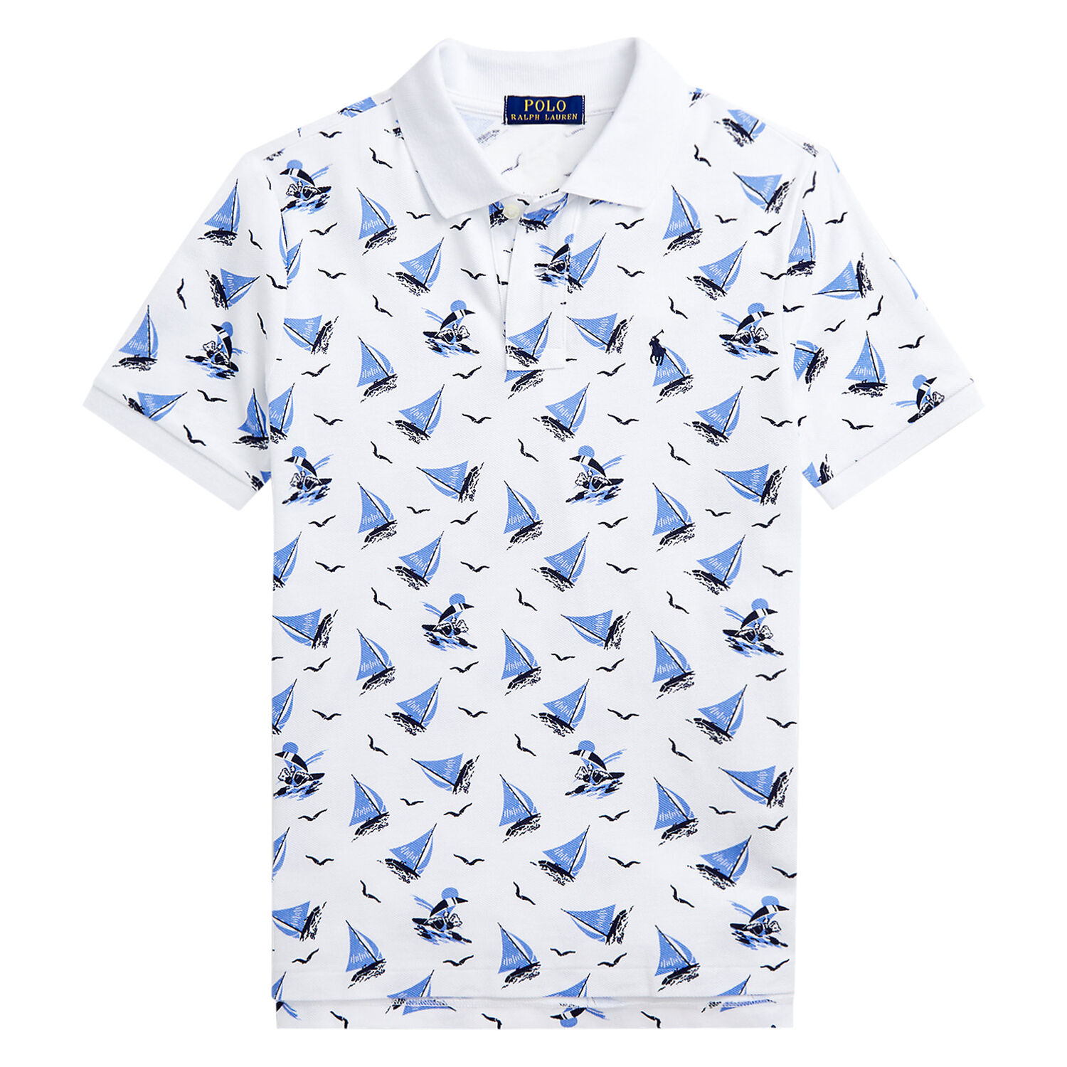 تيشيرت بولو بالشعار باللون الأبيض للأولاد, 1, hi-res