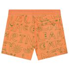 Boys Orange Logo Shorts, 1, hi-res