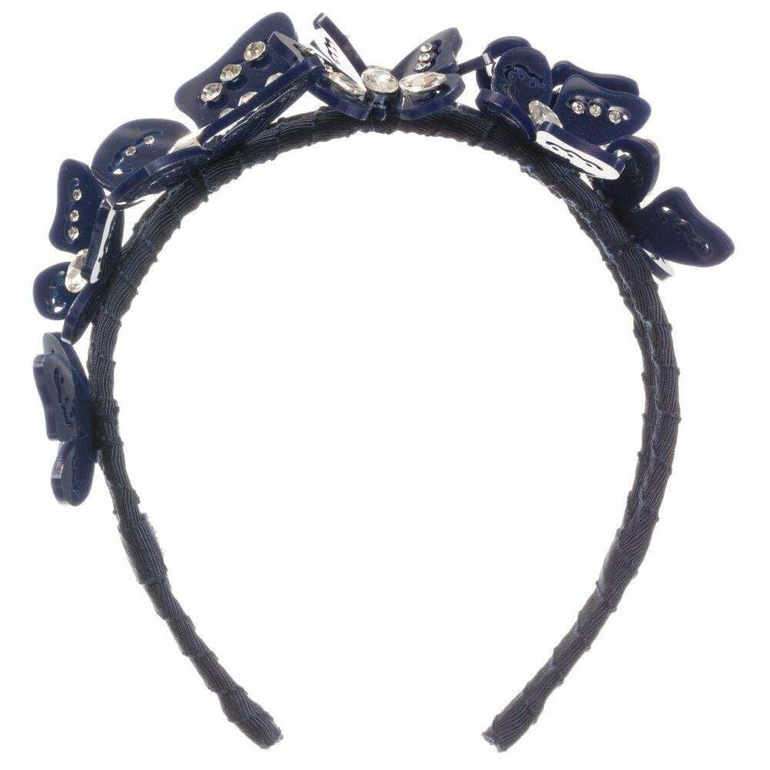 Girls Navy Butterfly Headband, 1, hi-res