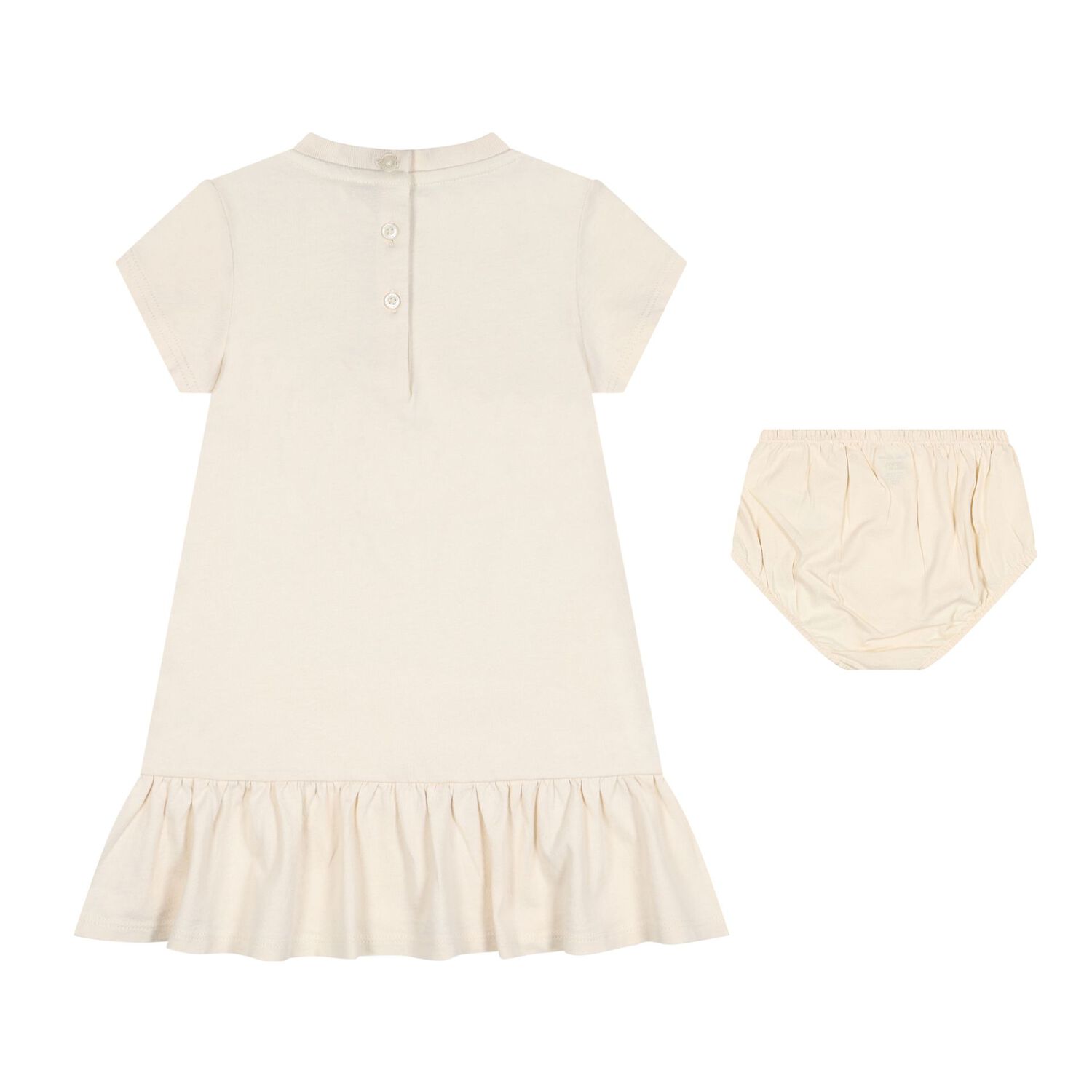 Baby Girls Ivory Patchwork Bear Dress Set, 1, hi-res
