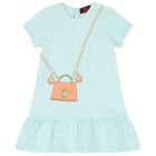 Younger Girls Aqua Logo Bag Dress, 2, hi-res