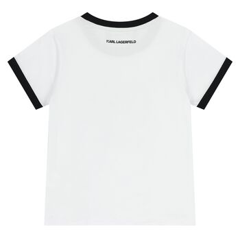 Girls White & Black Logo T-Shirt