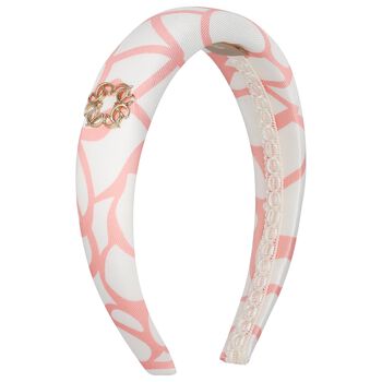 Girls Pink & White Floral Padded Headband