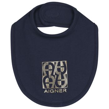 Baby Boys Navy Blue & Gold Bib