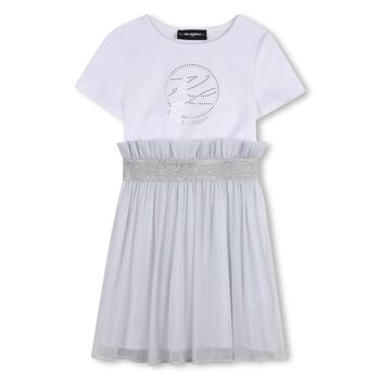 فستان تول باللونين الابيض و الفضي للبنات 