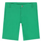 Boys Green Cotton Shorts, 1, hi-res