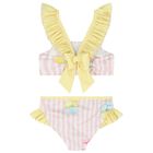 Girls White, Pink & Yellow Ice Cream Bikini, 2, hi-res