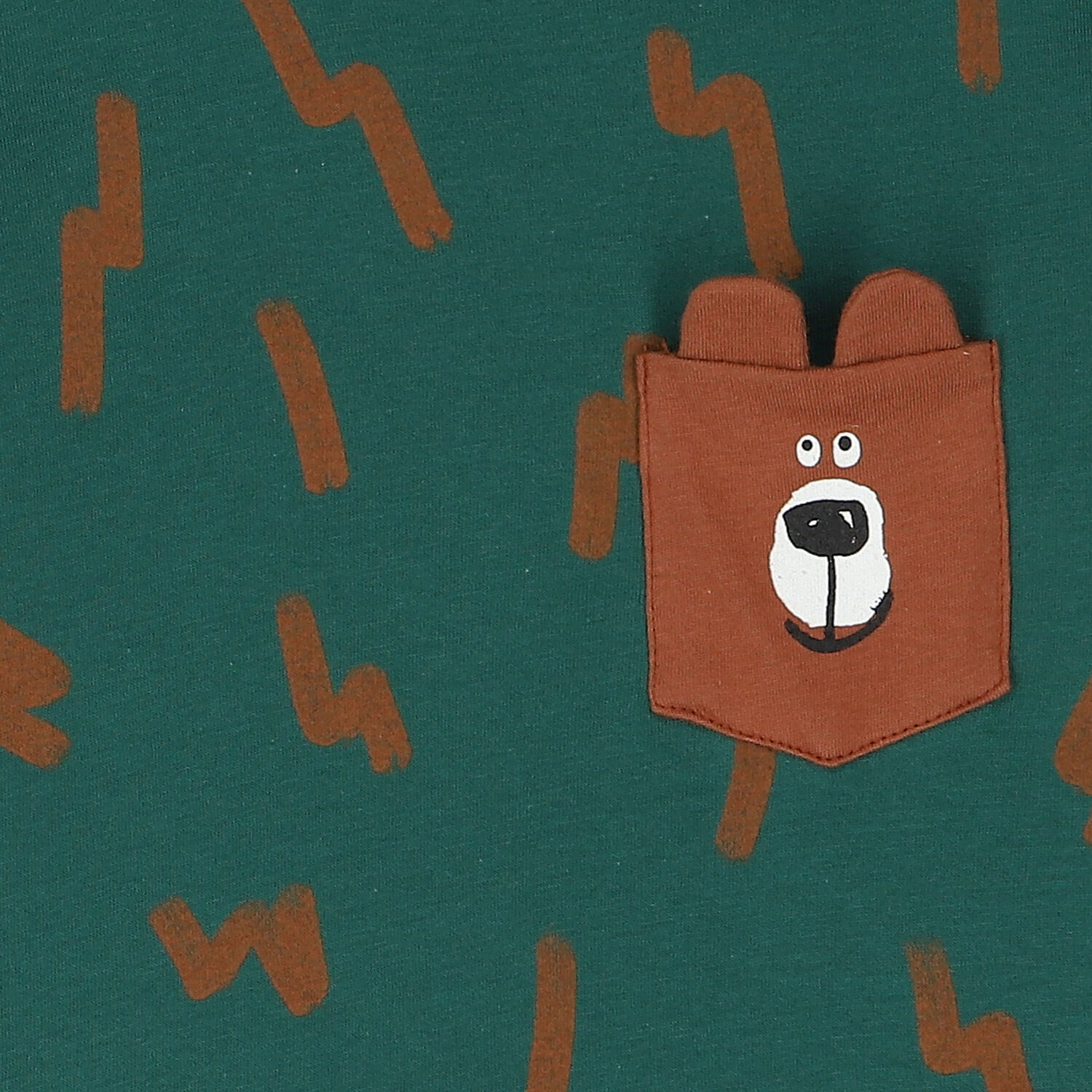 Younger Boys Green Bear Long Sleeve Top, 1, hi-res